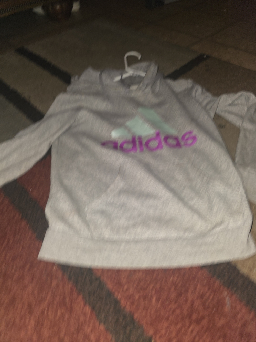 adidas Light Gray Pullover Hoodie with Black Logo Tag